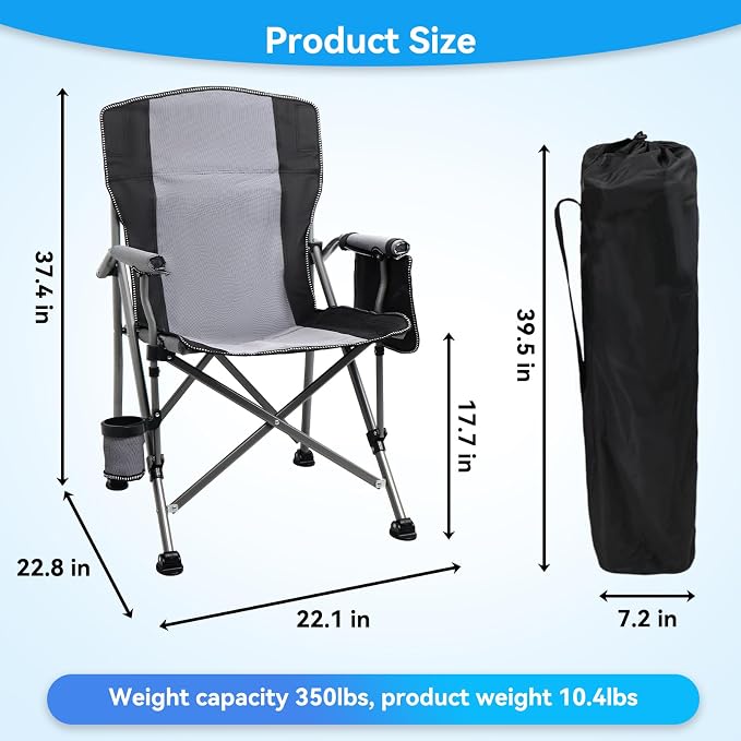 Camping Chair for Adults Heavy Duty Outdoor Patio Lawn Chairs Portable Support - Image 3
