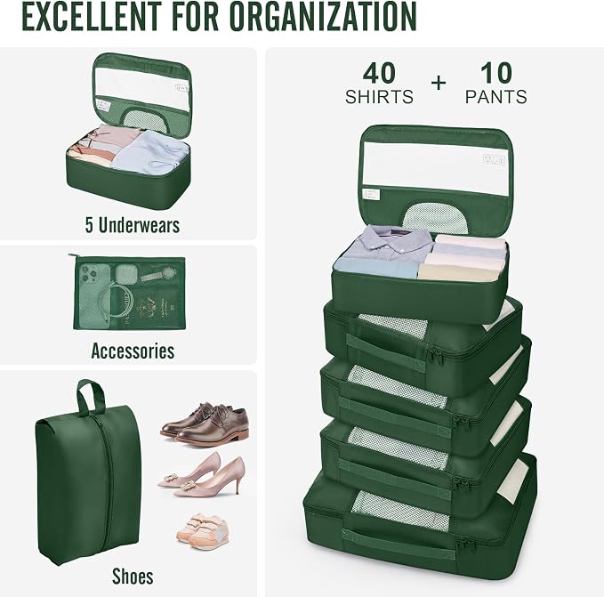 Veken 10 Set Packing Cubes for Travel Essential, Suitcase Organizer Bags in 4 - Image 5