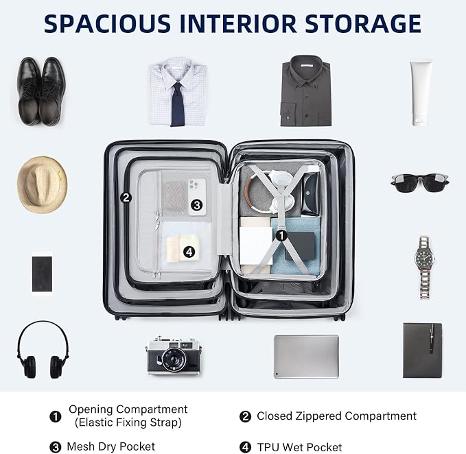Hard Shell Suitcases Expandable Travel Luggage Sets 3 Piece, Carry on and Check - Image 7