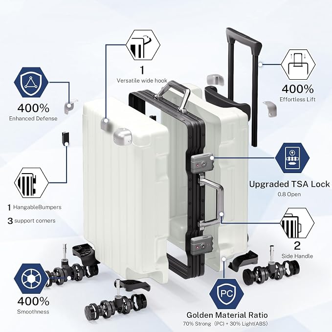 Krute Luggage 24 Inch Aluminum Frame Zipperless Suitcase - Image 4