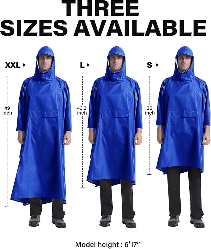 iCreek Hooded Rain Poncho with Pocket Waterproof Lightweight Unisex Raincoat - Image 6