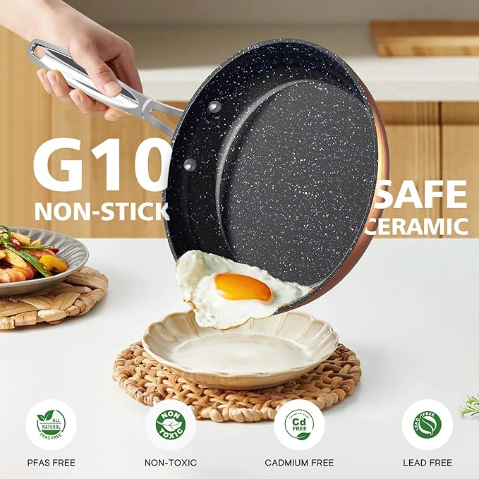 Nuwave 3-Piece 8”, 12” Forged Lightweight Frying Pan Set, G10 Healthy Duralon - Image 2