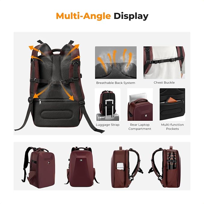 K&F Concept Camera Backpack, Hardshell Photography DSLR Camera Bag - Image 4