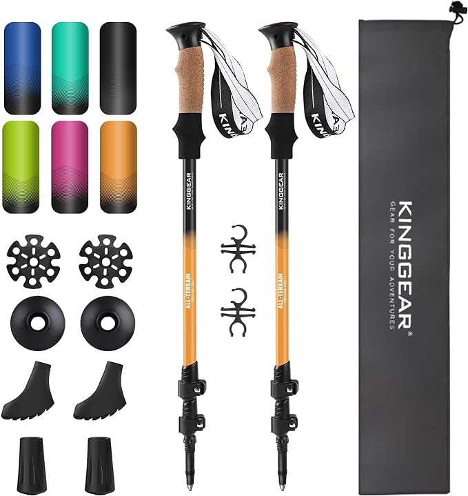 KINGGEAR Nordic Walking Stick, TP1 Hiking Poles Retractable Lightweight 7075 by KINGGEAR