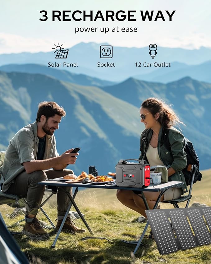 Apowking 146Wh Portable Power Station Bank 200W Peak Solar Powered Power Bank - Image 3
