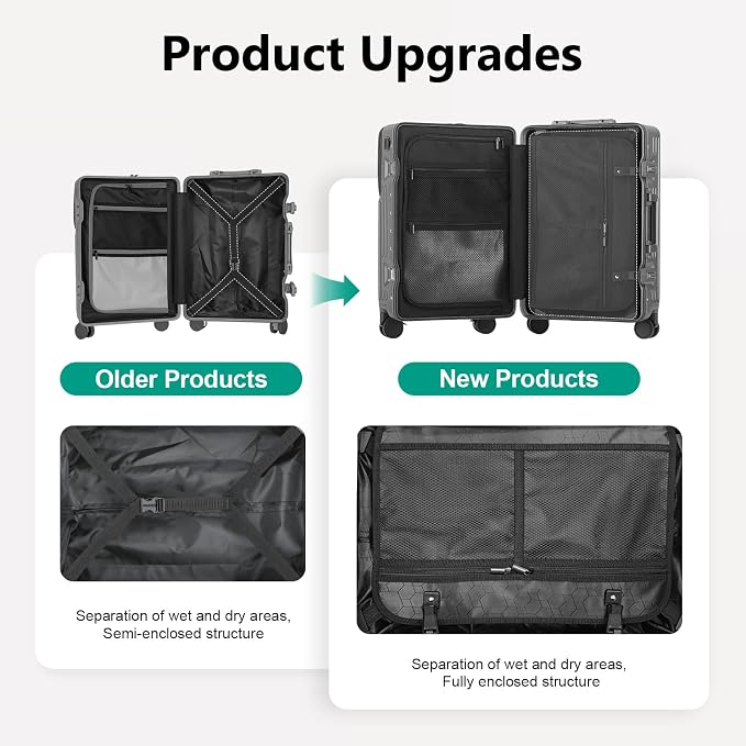 Hard Shell Luggage 20 Inch Travel Suitcase, ABS Aluminum Frame, Lightweight - Image 7