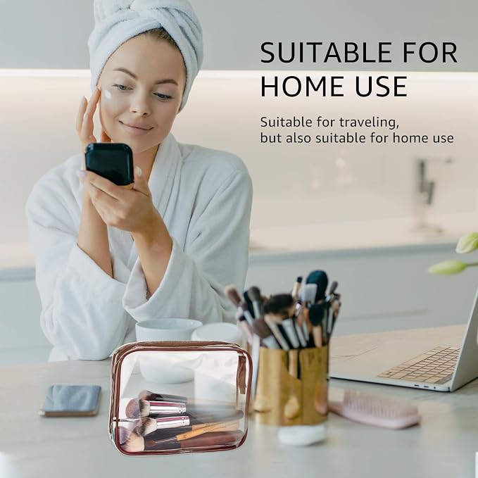 3Pcs Crystal Clear PVC Travel Toiletry Bag Kit - Image 2