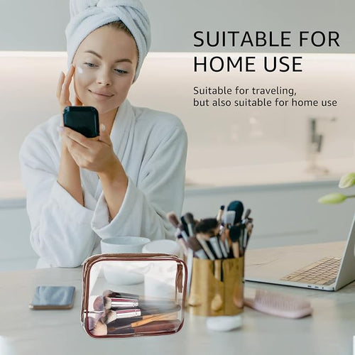 5Pcs Crystal Clear PVC Travel Toiletry Bag Kit - Image 2