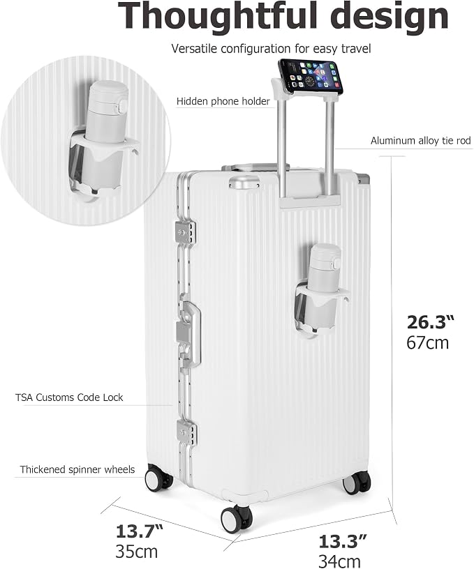 feilario 26in Super Large Captain Aluminum Frame Hardside Spinner Wheels Luggage - Image 4