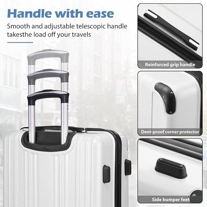 Coolife Luggage Expandable 5 Piece Sets PC+ABS Spinner Suitcase 20 inch 24 inch - Image 4
