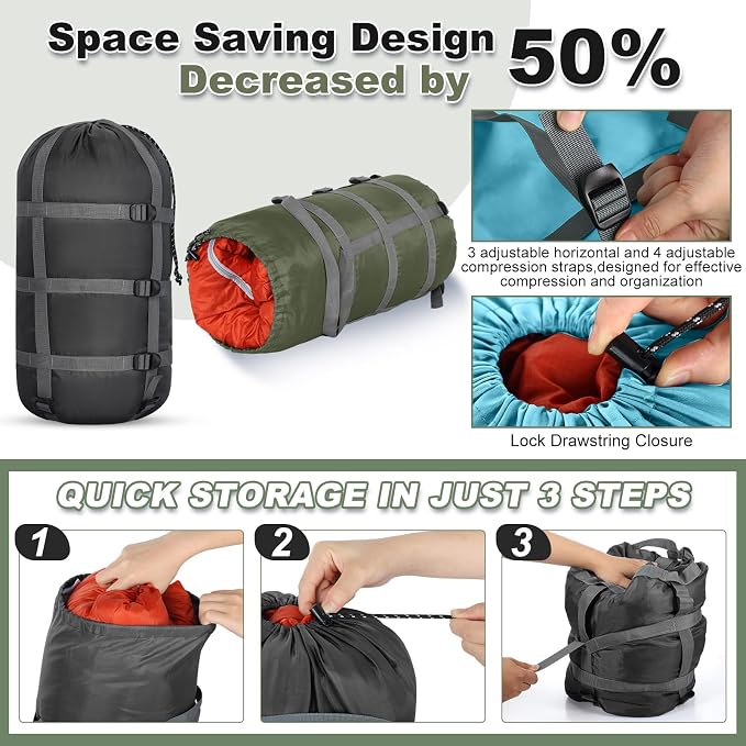 5 Pack Compression Stuff Sack 5 Assorted Size Sleeping Bag Stuff Sack - Image 3