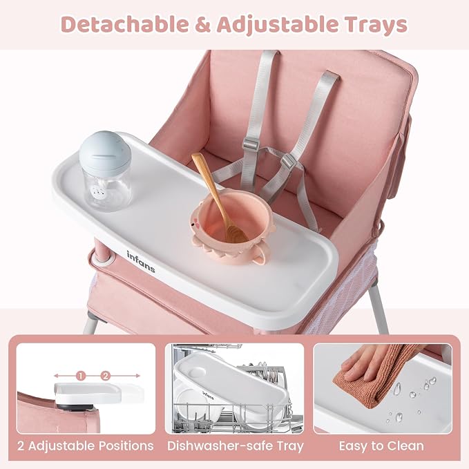 INFANS Baby High Chair, Foldable Portable Highchair - Image 3