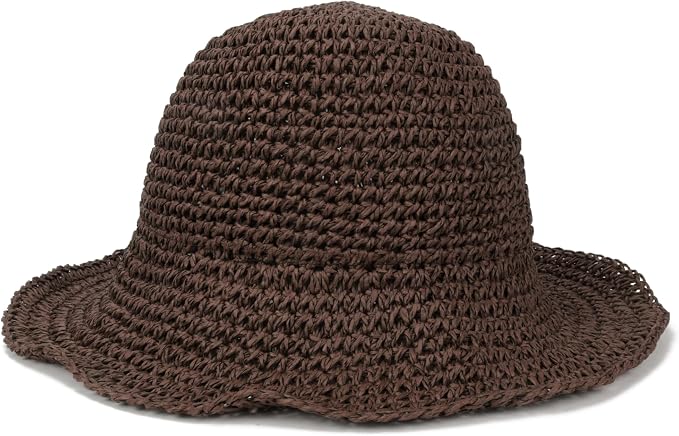 Womens Wide Brim Straw Sun Hat Foldable Floppy Crochet Beach Hat by Voilipex