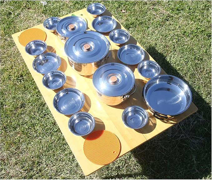 CAMPINGMOON Camping Cookware Set Stainless Steel Outdoor Nesting Cooking Mess - Image 5