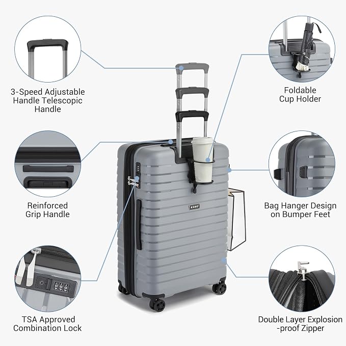 Kono 20 Inch Expandable Carry On Luggage - Image 5