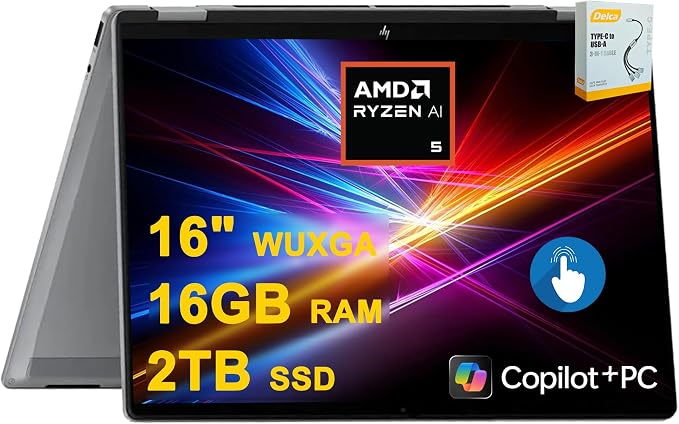 HP OmniBook X Flip Copilot+ AI PC 2-in-1 Laptop | 16" WUXGA Touch | AMD 6-core by HP