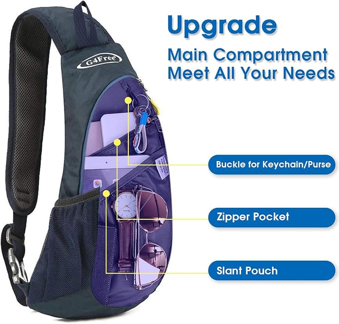 G4Free Sling Bag for Men Women, Small Crossbody Backpack Lightweight Chest - Image 2