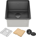 KRAUS Kore Workstation 17-inch Undermount 16 Gauge Black Stainless Kitchen Sink by KRAUS