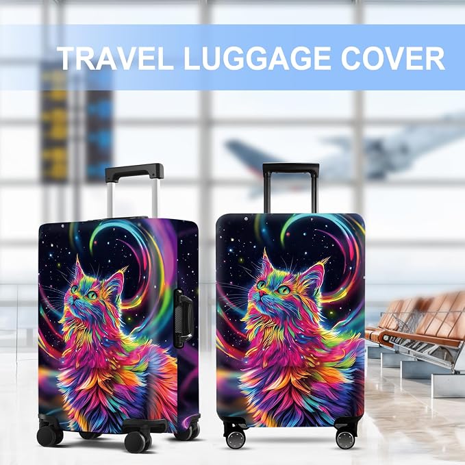 Cat Luggage Cover Washable Suitcase Protector Anti-Scratch, Stretchable Fit - Image 5