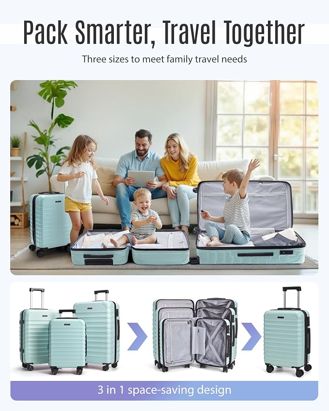 LIGHT FLIGHT Luggage Sets, 3 Piece Durable Suitcase Set - Image 2