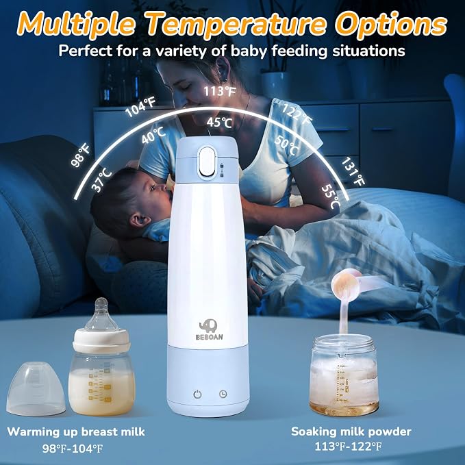 BEBOAN Portable Bottle Warmer for Travel On The Go, Portable Milk Warmer 5-Temp - Image 3