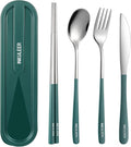 Travel cutlery set, 18/8 stainless steel cutlery, Reusable utensils set by inkuleer