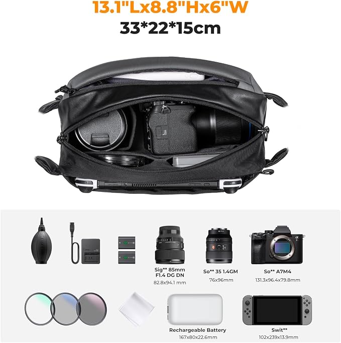 K&F Concept 2 in 1 Sling Bag Everyday Shoulder Bag & Multifunction Photography - Image 2