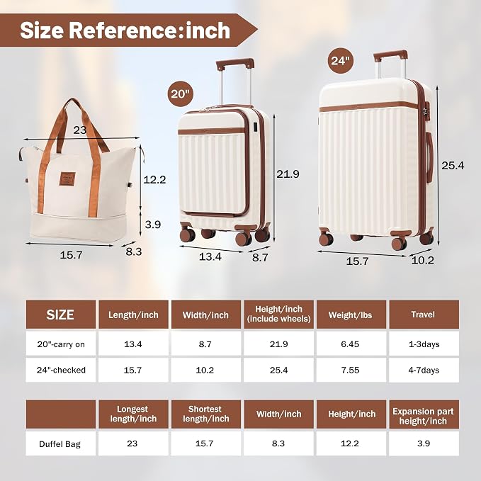 Merax Luggage Sets Front Opening, 2 Piece Hardshell Suitcase - Image 2