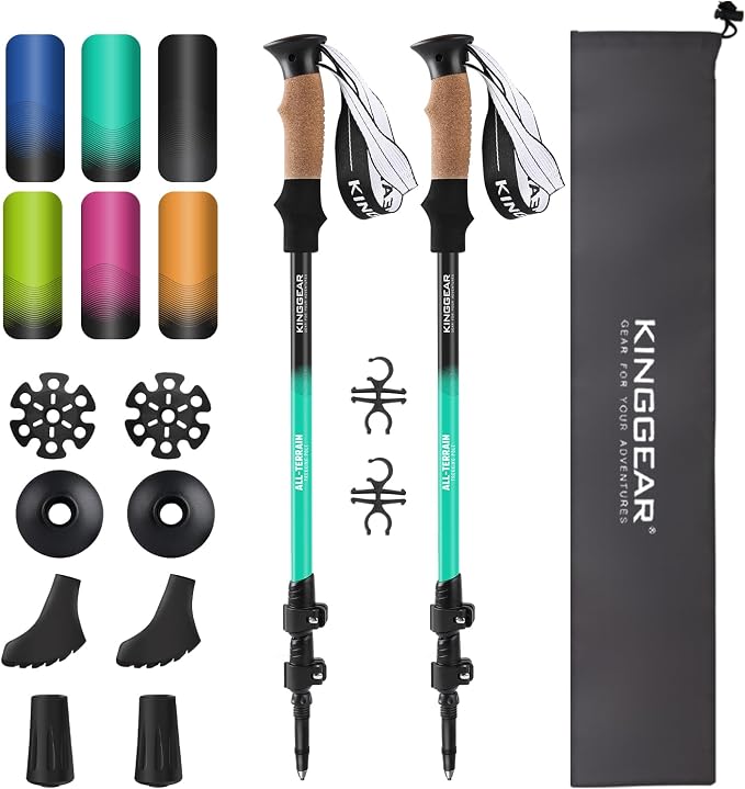 KINGGEAR Nordic Walking Stick, TP1 Hiking Poles Retractable Lightweight 7075 by KINGGEAR