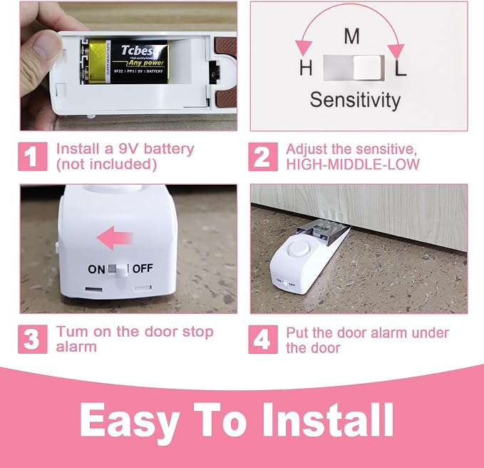 Portable Door Stop Alarm, No Installation Required, Provides Security - Image 3