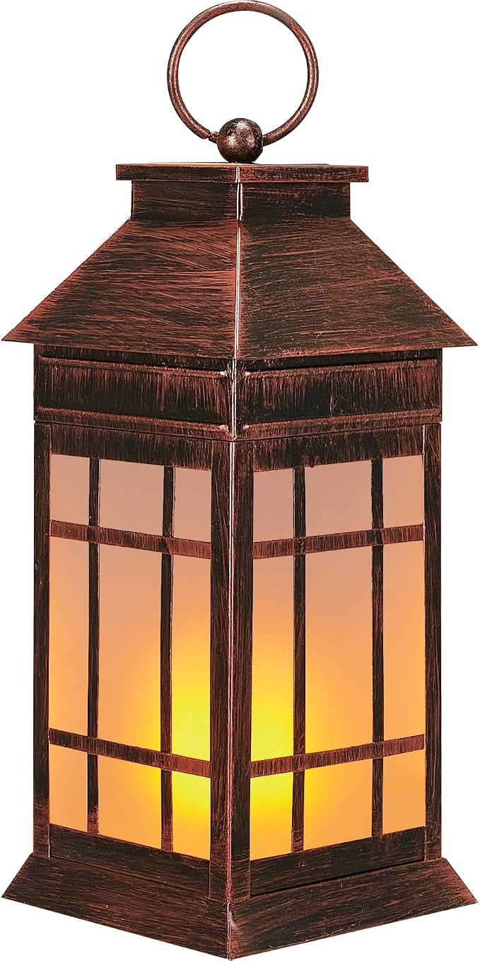 18" Glass Solar Lanterns Outdoor Waterproof, Large Solar Flickering Flame by anyperfect