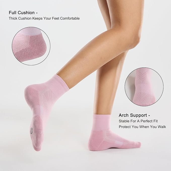CS CELERSPORT 6 Pairs Women's Running Ankle Socks Athletic Sport Socks Cushioned - Image 4
