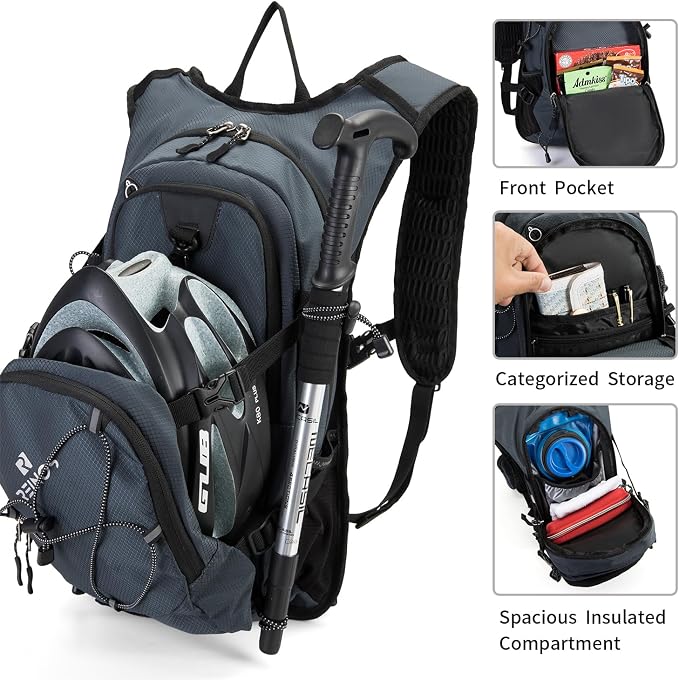Hydration Backpack Pack with 2L Water Bladder 18L Hiking Backpack Women Men - Image 2