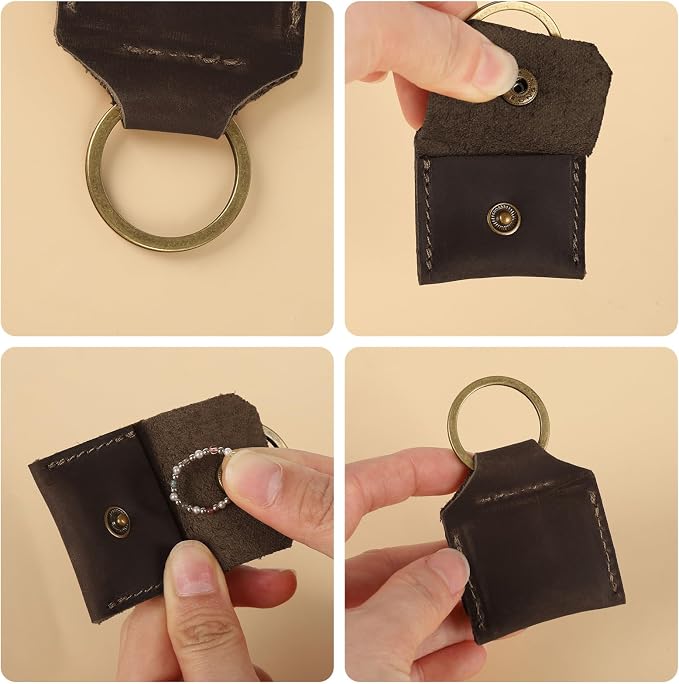 Jack&Chris Genuine Leather SD Card Holder Keychain, Anti-Shock Anti-Dust SD - Image 3