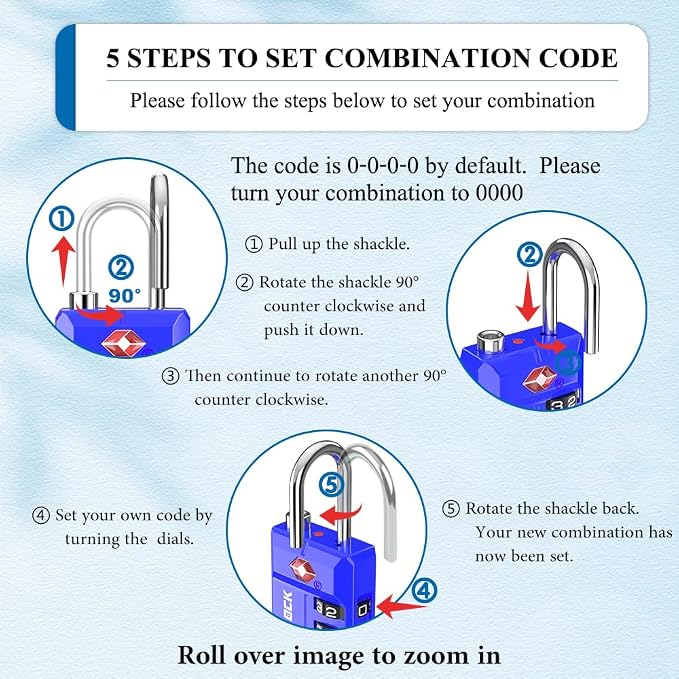 SURE LOCK TSA Approved 4-Digit Resettable Combination Luggage Locks - Image 6