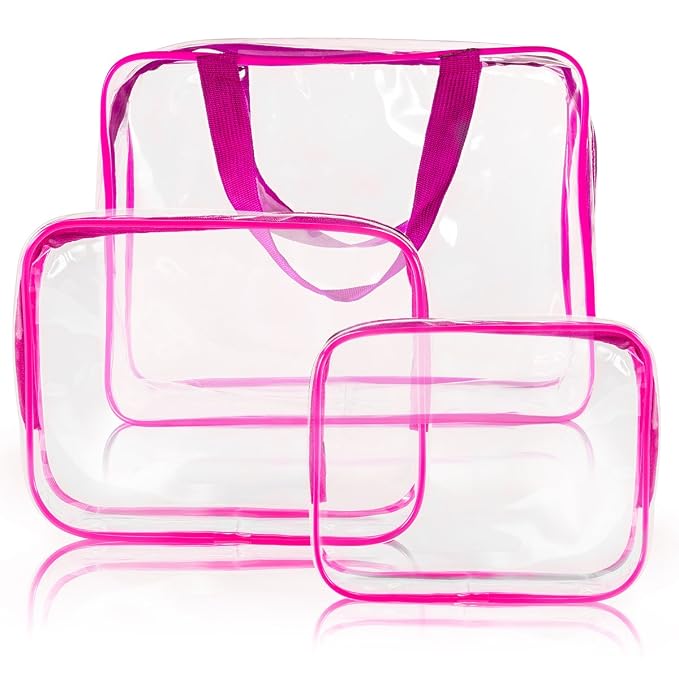 3Pcs Crystal Clear PVC Travel Toiletry Bag Kit - Image 7