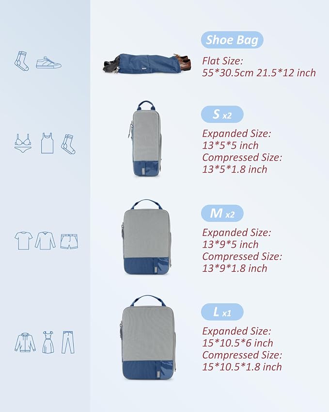 BAGSMART 6 Set Compression Packing Cubes - Image 2