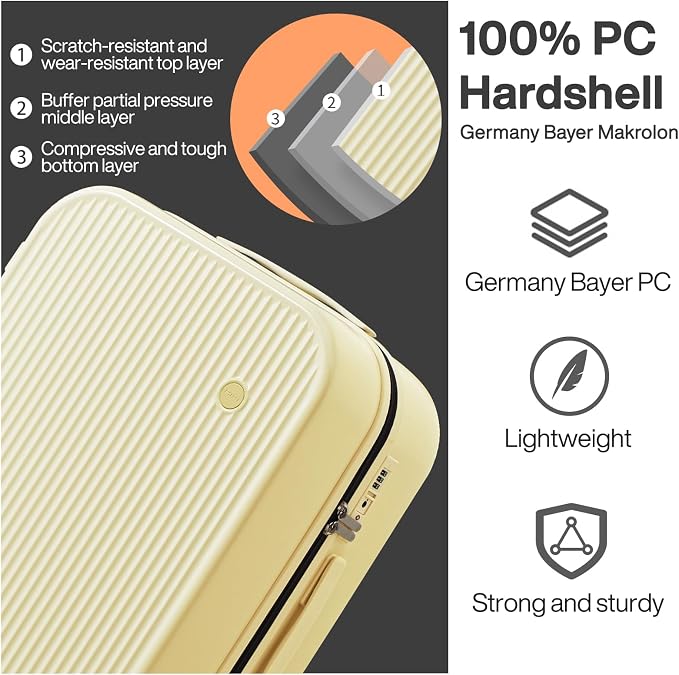 mixi 24 Inch Checked Luggage PC Hardshell Suitcases - Image 5