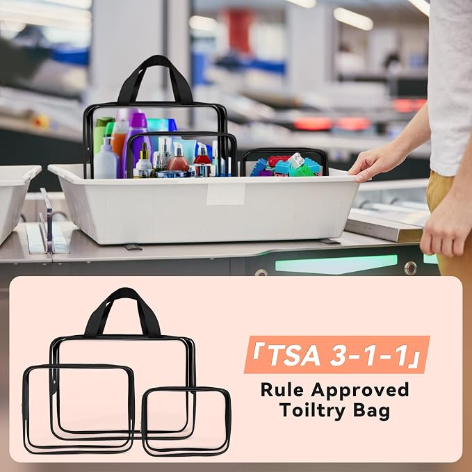 TISRATOK 10 PCS Clear Travel Makeup Toiletry Bag, Plastic PVC Cosmetic TSA - Image 5