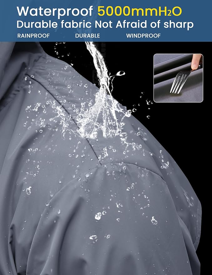 COOFANDY Men's Long Raincoat Ligtweight Rain Jacket Waterproof Outdoor Jackets - Image 3