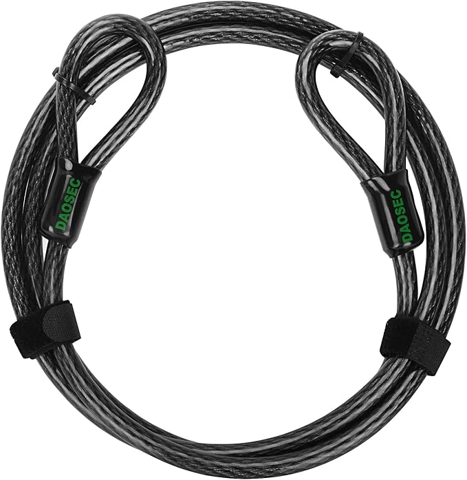 7 ft x 1/2" Heavy Duty Cut-Proof Security Cable | Flexible Vinyl-Coated Braided by DAOSEC