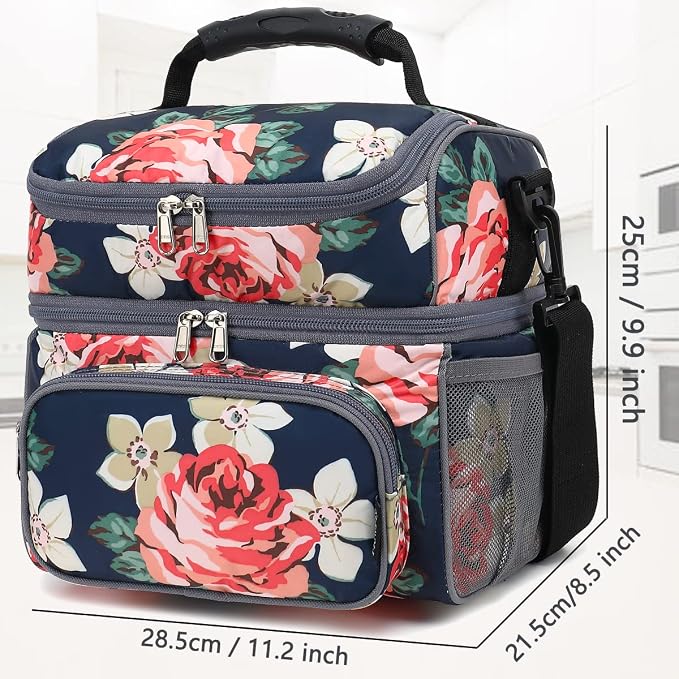 FlowFly Double Layer Cooler Insulated Lunch Bag Adult Lunch Box Large Tote Bag - Image 4