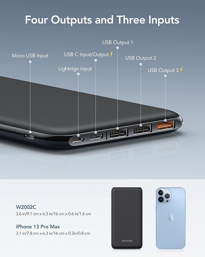 Charmast 26800mAh Slim Portable Charger Power Bank, 15W Fast Charging Battery - Image 3