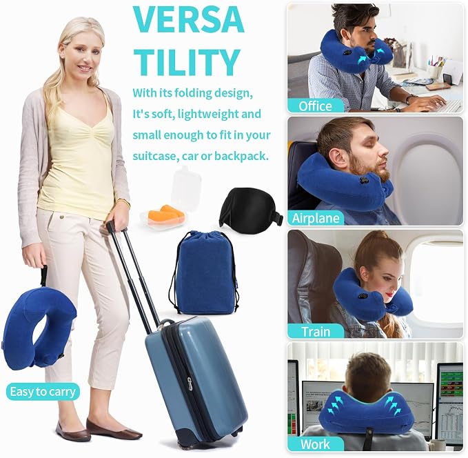 2 Pack Inflatable Travel Neck Pillows - Image 6