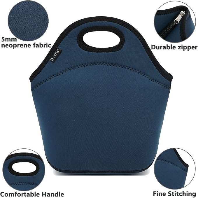 FlowFly Neoprene Kids Lunch box Insulated Soft Bag Mini Cooler Thermal Meal - Image 4