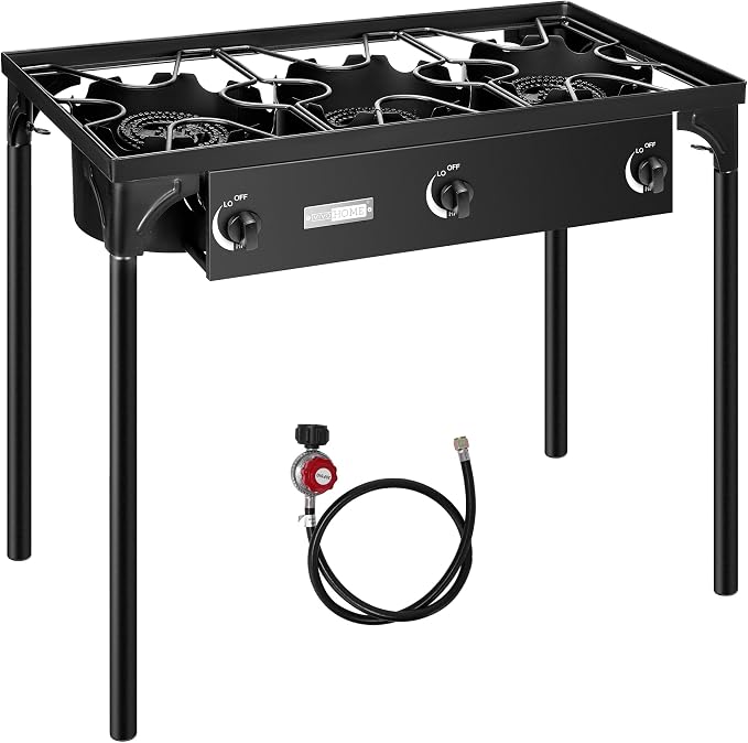 VIVOHOME 225, 000 BTU Outdoor 3-Burner Propane Gas Stove, Heavy-Duty Camping by VIVOHOME