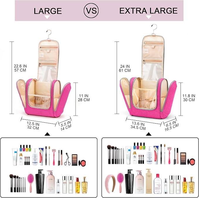 Hanging Travel Toiletry Bag for Women and Men, 6 Organizer Compartments - Image 8