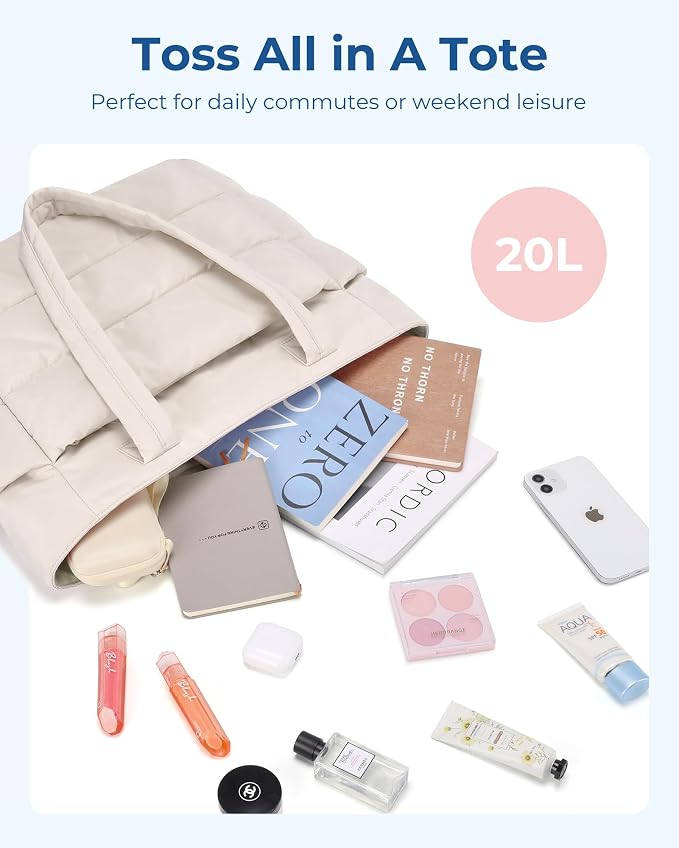 BAGSMART Tote Bag for Women, Lightweight Puffy Tote Bag - Image 7