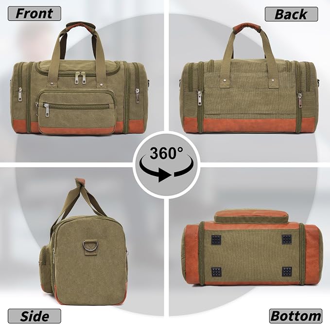 Men'S Duffle Bag For Travel, Expandable Canvas Duffel Bags Overnight Weekend - Image 7
