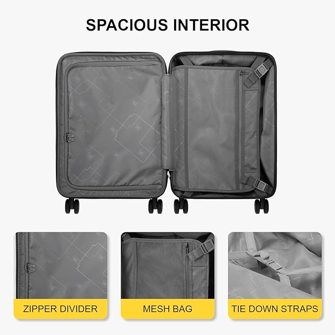 LEVEL8 Grace Carry on Luggage Airline Approved, 20 Inch Expandable Hardside - Image 5